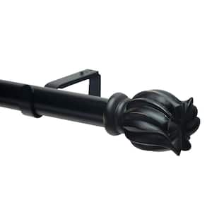 120 in. Non-Telescoping 1-1/8 in. Single Curtain Rod in Black with Delauny Finial