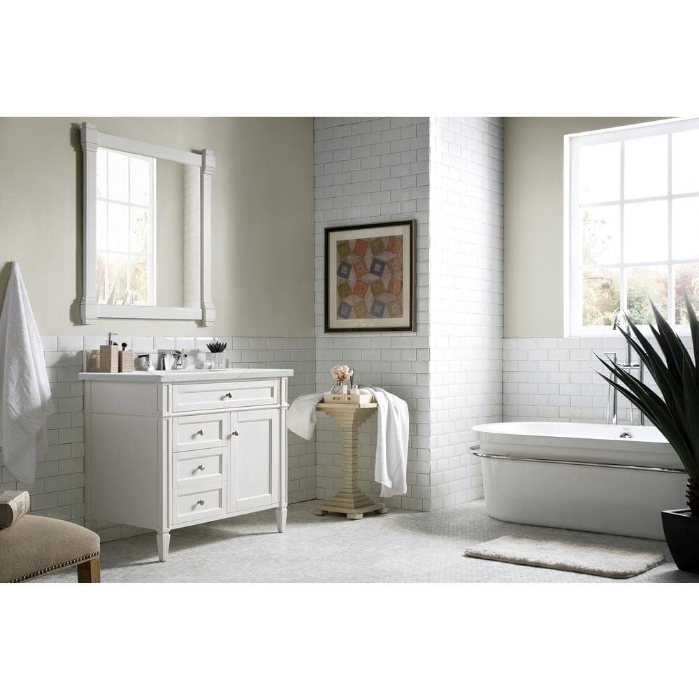 Brittany 36.0 in. W x 23.5 in. D x 34 in. H Single Bath Vanity in Bright White with Ethereal Noctis Quartz Top price history on PriceWatchPro