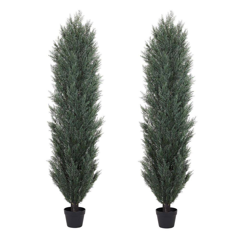6 ft. Outdoor UV Resistant Artificial Topiary Trees, Faux Cedar Pine Cypres