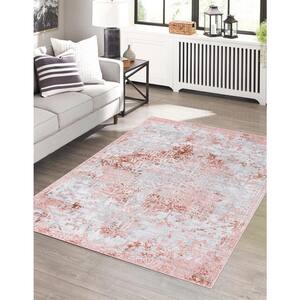 Kamala Washable Vintage Rose Pink 10 ft. x 14 ft. 1 in. Area Rug