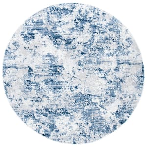 Amelia Navy/Gray 7 ft. x 7 ft. Distressed Abstract Round Area Rug