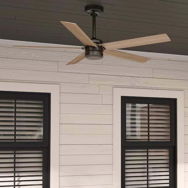 Hunter Burton 52 in. Indoor/Outdoor Noble Bronze Ceiling Fan with Wall Control Included For Patios or Bedrooms