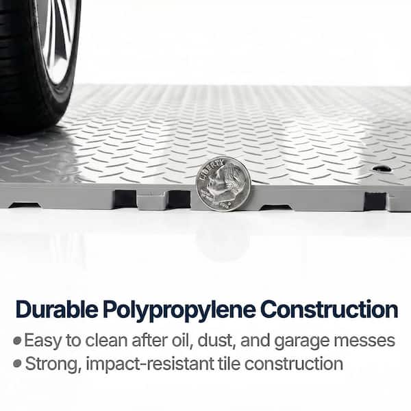 Nitro Diamond 3/8 in. Garage Tiles, Gunmetal, 12 in. x 12 in., 52-Pack, Covers 52 sq. ft., Interlocking Floor Tiles