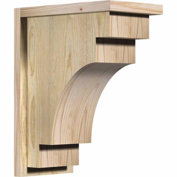 Ekena Millwork 8 in. x 14 in. x 18 in. Douglas Fir Mediterranean Rough Sawn Corbel with Backplate