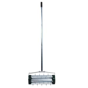 Heavy-Duty Rolling Lawn Aerator, Rotary Push Tine Spike Soil Lawn with 3-Piece Long Steel Handle for Garden Yard Grass