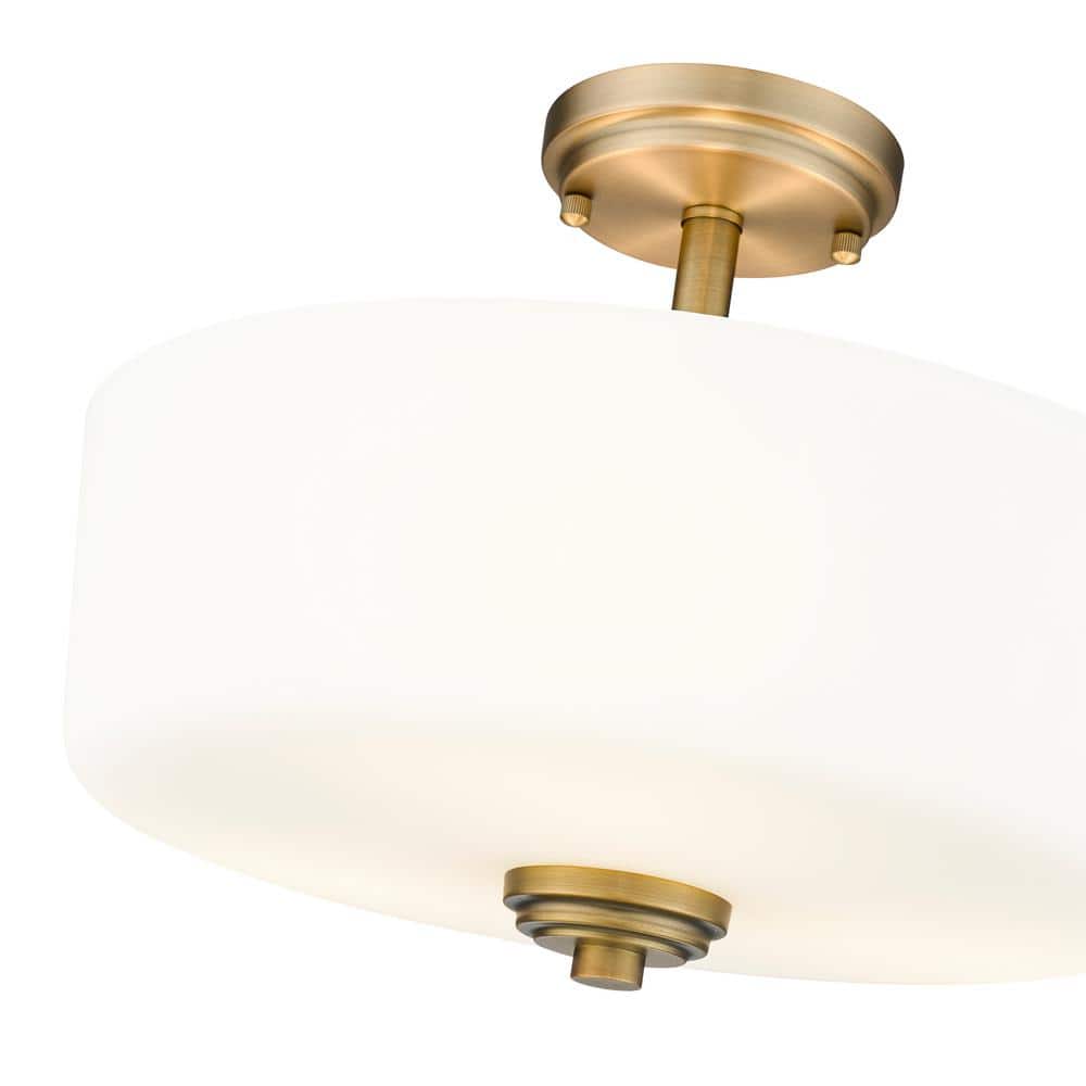 Heritage Brass and Glass 15" Flush Mount Ceiling Light