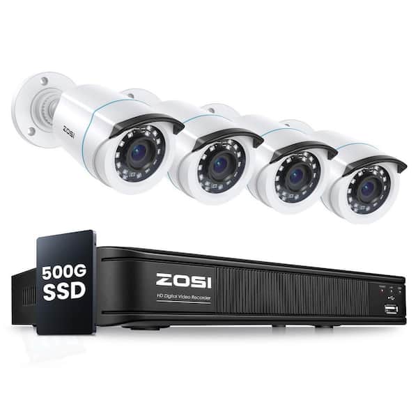 H. 265+ 8-Channel 3K LITE DVR 500GB Hard Drive Security Camera System with 4X 1080P Wired Outdoor Cameras, Remote Access