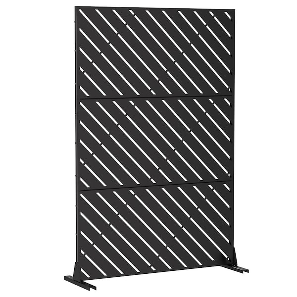 Dovelina Bernard 72 in. Galvanized Steel Garden Fence Outdoor Privacy Screen Garden Screen Panels in Black