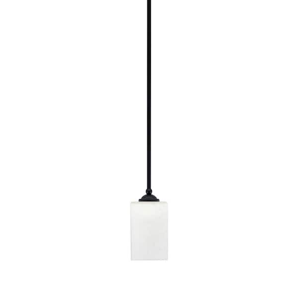 Unbranded Clevelend 100-Watt 1-Light Black Pendant Mini Pendant Light with White Muslin Glass Shade Light Bulb Not Included