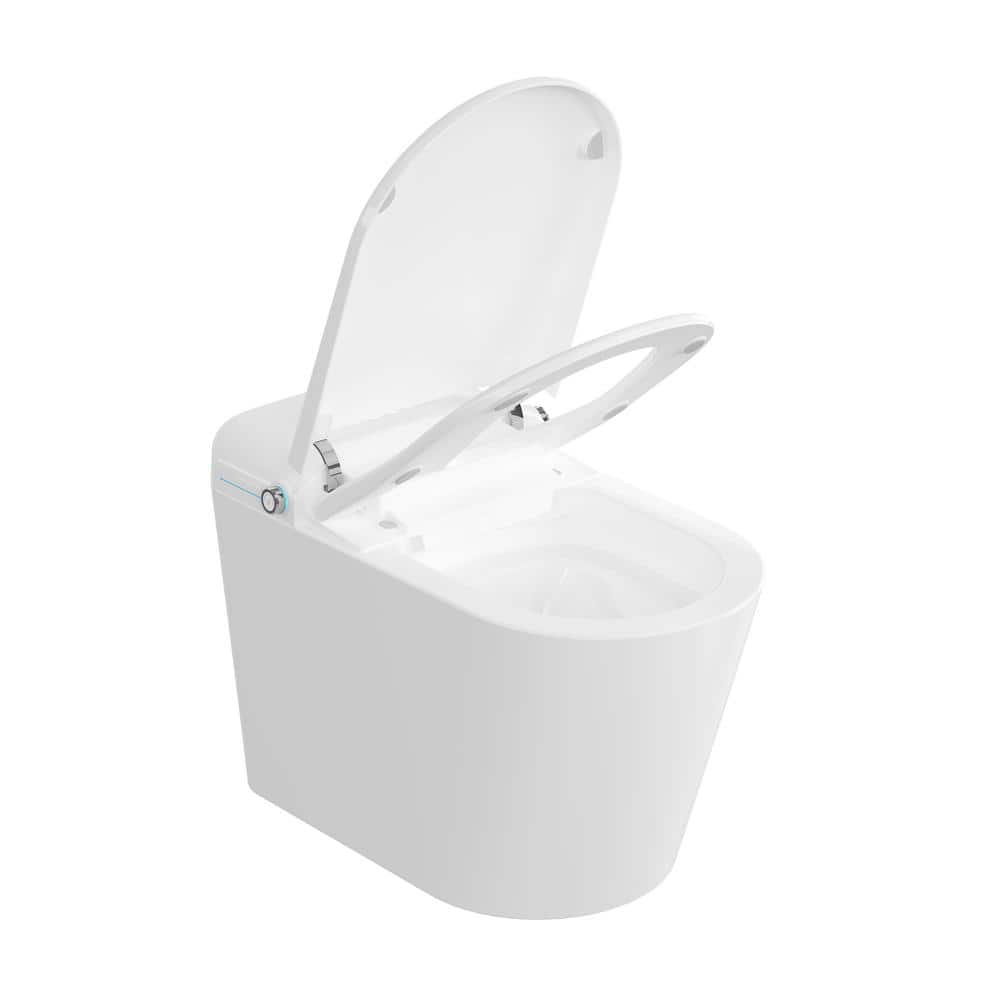 White Elongated Smart Bidet Toilet with Heated Seat and Night Light