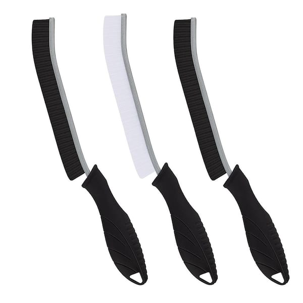 Black Hard Bristle Crevice Cleaning Brush with Multi-Surface Design for Kitchen Bathroom Vehicle Home Use (3-Pack)