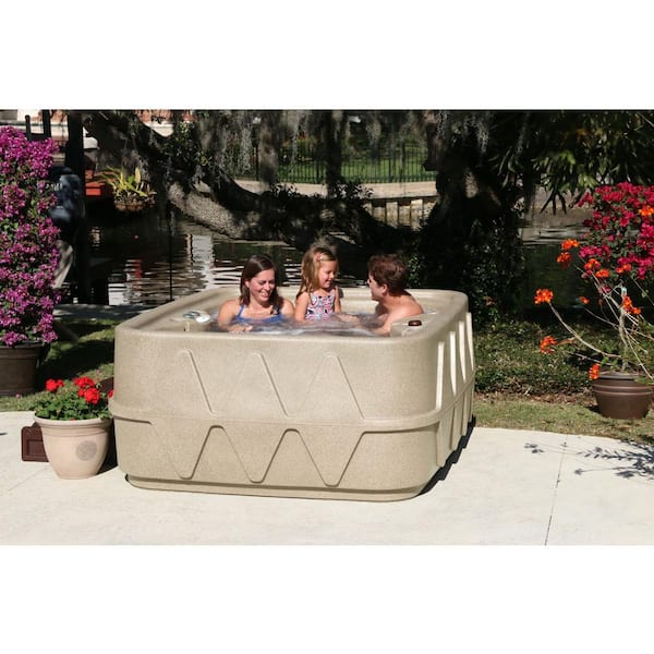 AquaRest Spas Select 400 4-Person Plug and Play Hot Tub with 20 Stainless Jets and LED Waterfall in Cobblestone