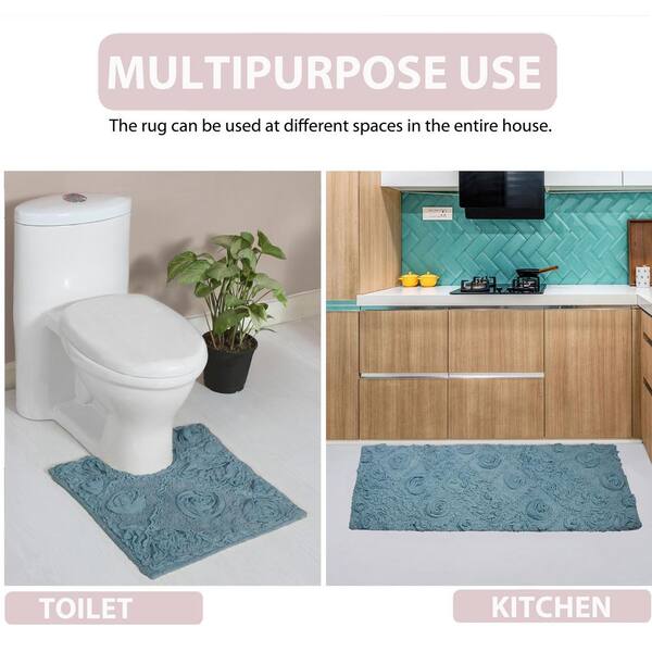 2 Piece Bath Mat Set Non Slip Bathroom Rugs Water Absorbent Toilet Pedestal  Mat