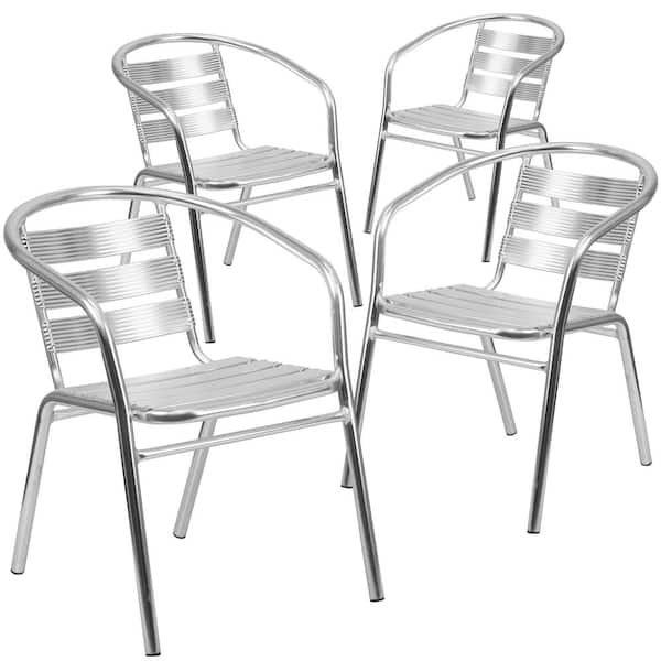 Carnegy Avenue Stackable Metal Outdoor Dining Chair in Aluminum (Set of 4)