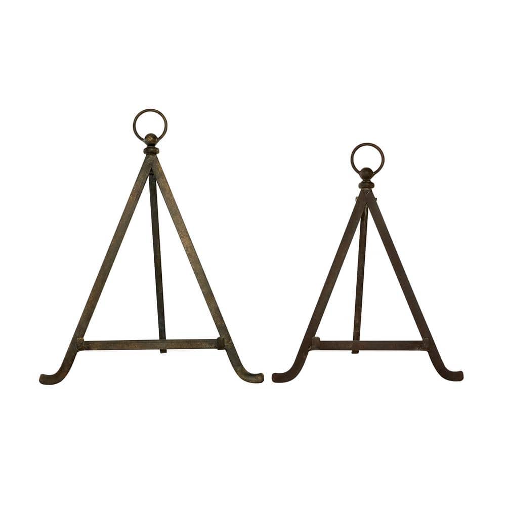 Bronze Metal Easel Set with Foldable Stand, 2-Piece