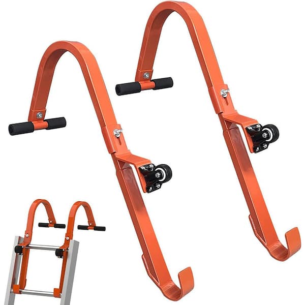 2 Pack Heavy Duty Steel Ladder Stabilizer 500 lb. Weight Ratin, Roof Ridge Extension with Wheel, Roof Ladder Hook