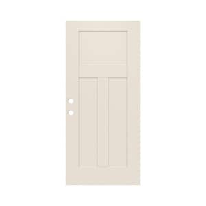 36 in. x 79 in. 3-Panel Craftsman Primed Steel Front Door Slab