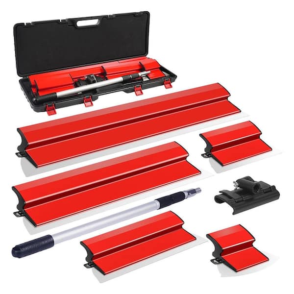 4-Piece Stainless Steel Skimming Blade Set with 6 in. Scraper and 28-62 in. Extension Handle for Drywall