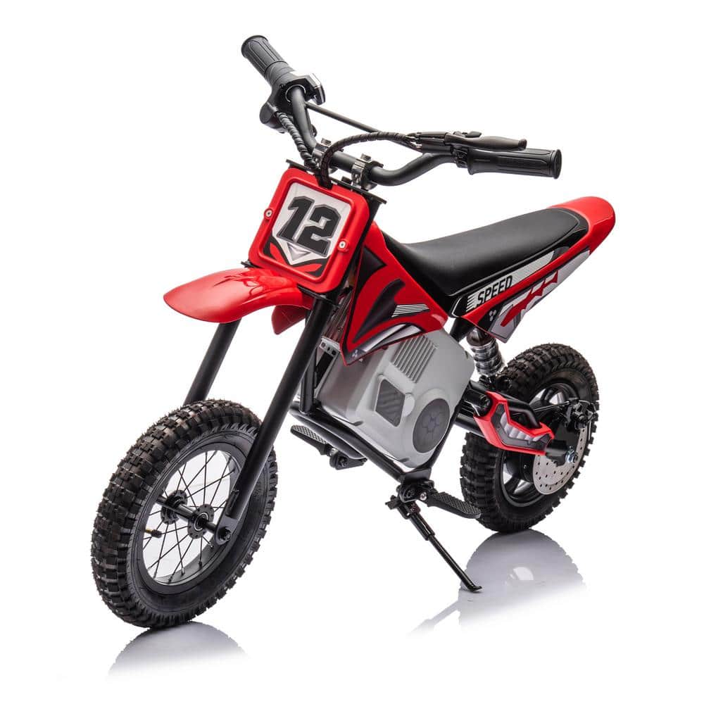 36V Red Electric Mini Dirt Motorcycle for Kids, Stepless Variable Speed Dri
