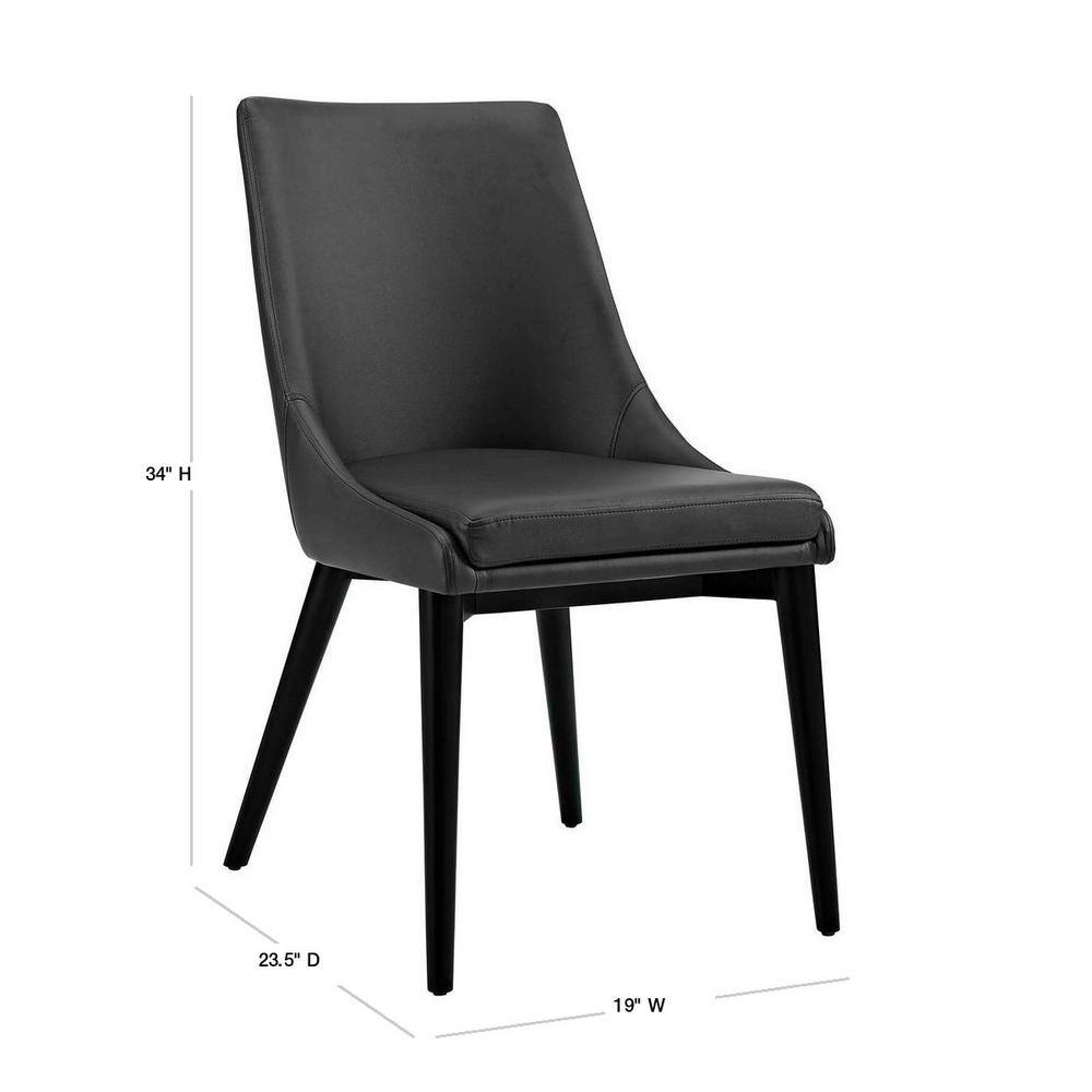 High Parsons Black Vegan Leather Side Chair with Tapered Wood Legs