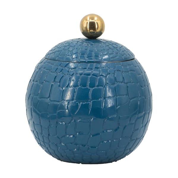 A & B Home Blue Crocodile Textured Aluminum Lidded Pot