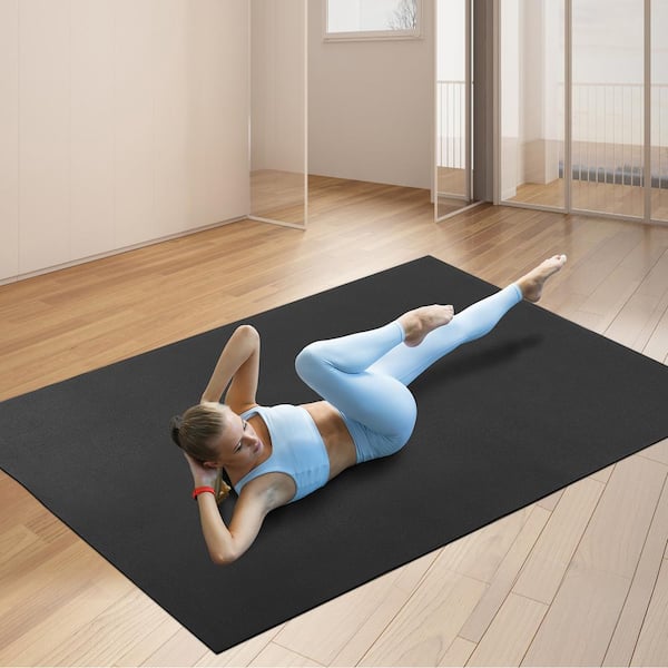 VEVOR Exercise Mat Black 72 in. W x 96 in. L 0.28 in. T Rubber