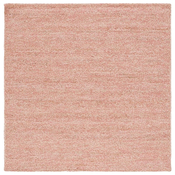 SAFAVIEH Natural Fiber Pink/Beige 6 ft. x 6 ft. Abstract Distressed Square Area Rug