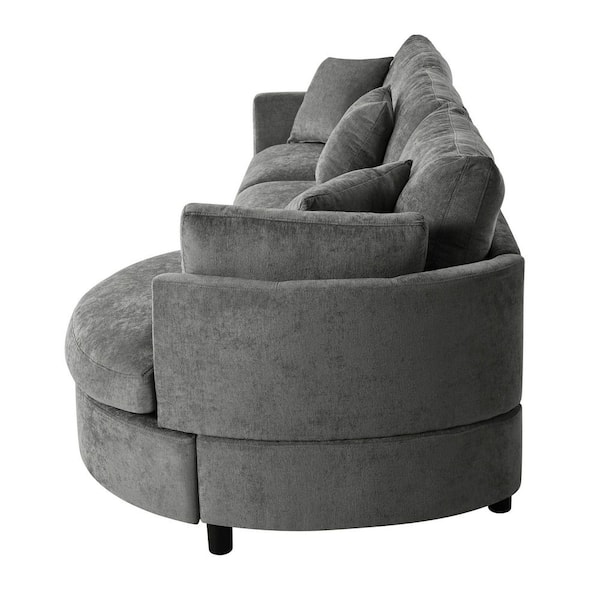 Polibi 111.4 in. Square Arm Polyester Sectional Sofa with 3