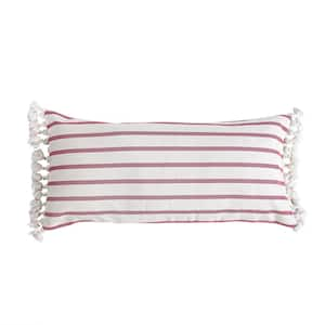 Thatch Home Joybirds Red Stripe with Side Tassels 14 in. x 30 in. Throw Pillow