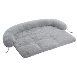XL Dog Bed Dog Fluffy Dog Bed Couch Cover Calming Large Dog Bed Washable Dog Mat in Grey