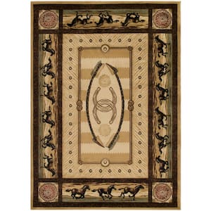 American Destination Cheyenne Multi-Colored 5 ft. x 8 ft. Western Area Rug