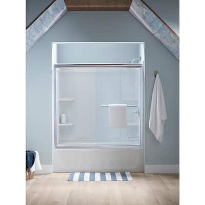 Ensemble Alcove 60 in. x 30 in. x 55 in. Fixed 3-Piece Direct-to-Stud Tub Surround in White