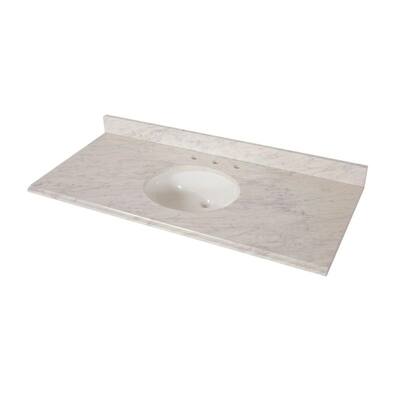 49 in. x 22 in. Stone Effects Vanity Top in Cascade with White Sink