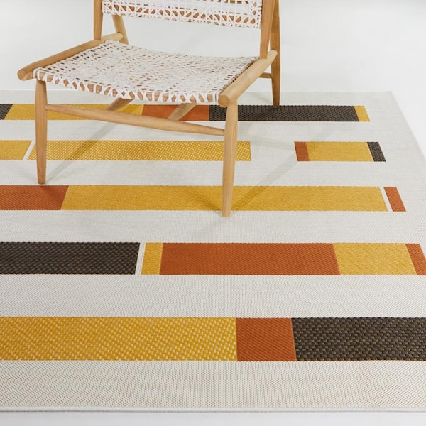 Arturo Yellow 7 ft. 10 in. x 10 ft. Abstract Indoor/Outdoor Area Rug
