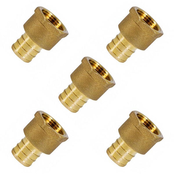 PLUMBFLEX 3/4 in. Brass PEX Barb x 1/2 in. Female Pipe Thread Adapter Fitting (5-Pack)