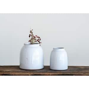 Decorative Terra-cotta Jar Vases 4 in. in White (Set of 2)