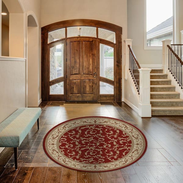 Jewel Veronica Red 5 ft. Round Area Rug