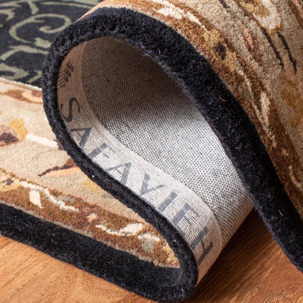 Empire Black and Beige Floral Wool Area Rug