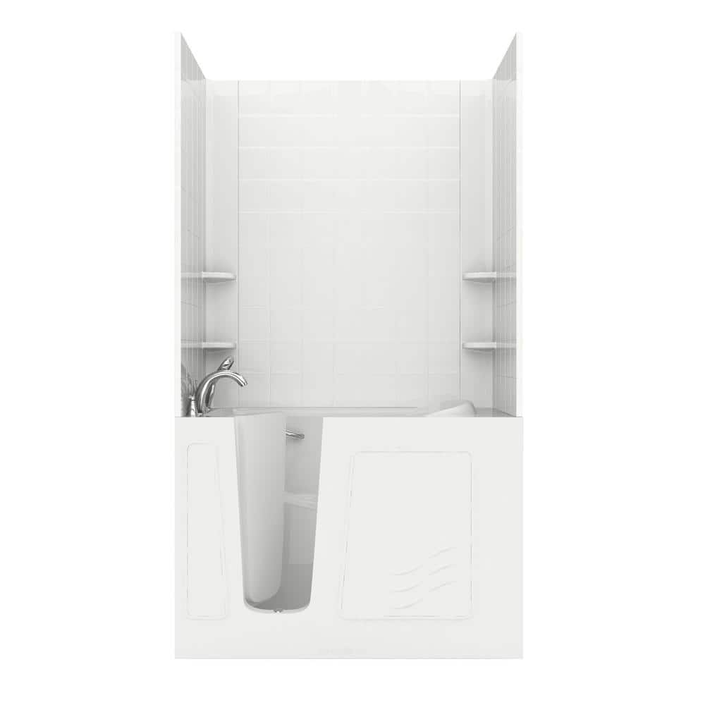 Rampart 4.5 ft. Walk-in Whirlpool and Air Bathtub with 6 in. Tile Easy Up Adhesive Wall Surround in White price history on PriceWatchPro