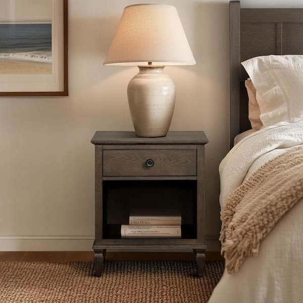 MADISON PARK Signature Victoria Antique Brown 1 Drawer 24 in. Nightstand