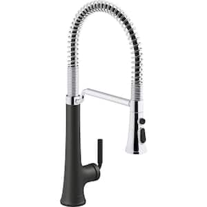 Tone Single Handle Pull Down Sprayer Kitchen Faucet in Polished Chrome with Matte Black