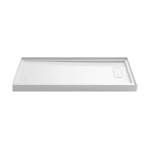 Carter 60 in. L x 30 in. W Alcove Shower Pan Base with Right Drain in White