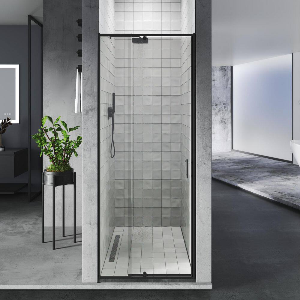 38 to 42 in. W x 72 in. H Framed Pivot Swing Shower Door in Black with Clear Tempered Glass price history on PriceWatchPro