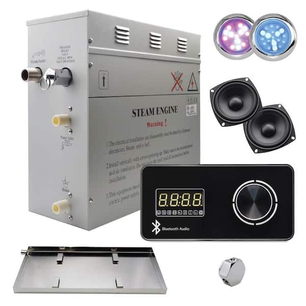 Steam Planet Superior Encore Plus 9kW Steam Bath Generator, Self-Draining, Bluetooth Digital Keypad, Drip Pan, Multi-Colored Lights