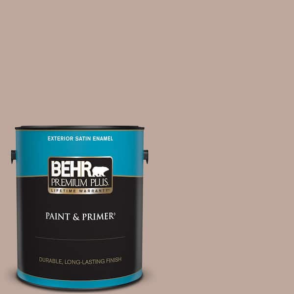 BEHR PREMIUM PLUS 1 gal. #PWL-88 Heavenly Cocoa Satin Enamel Exterior Paint & Primer