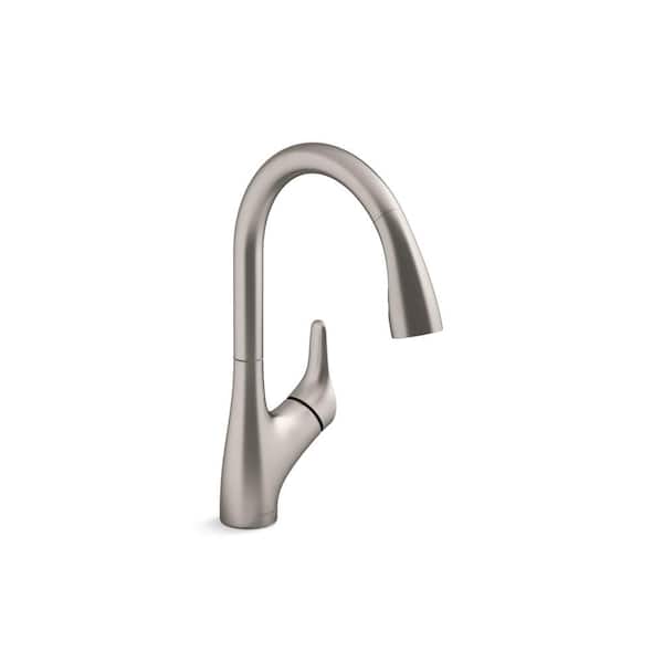 KOHLER Rival Single Handle 2-Spray Patterns Pull-down kitchen sink faucet in Vibrant Stainless