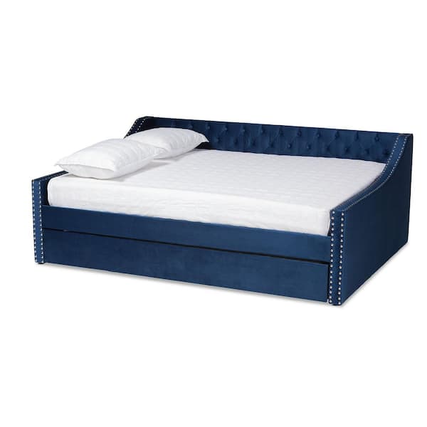 Baxton Studio Raphael Blue Queen Daybed with Trundle