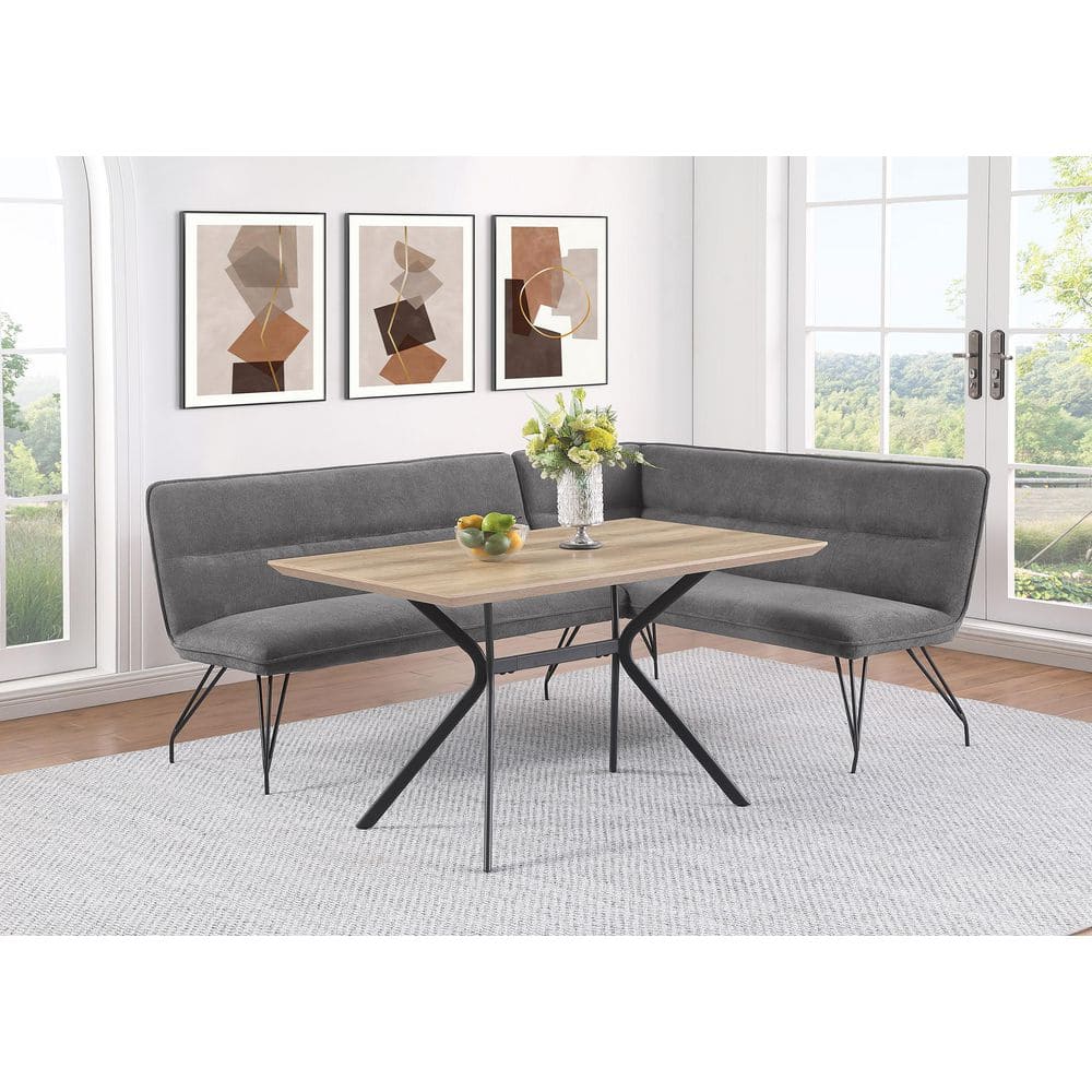 Coaste Funitue Dodson Fabic Upholsteed Dining Bench Taupe