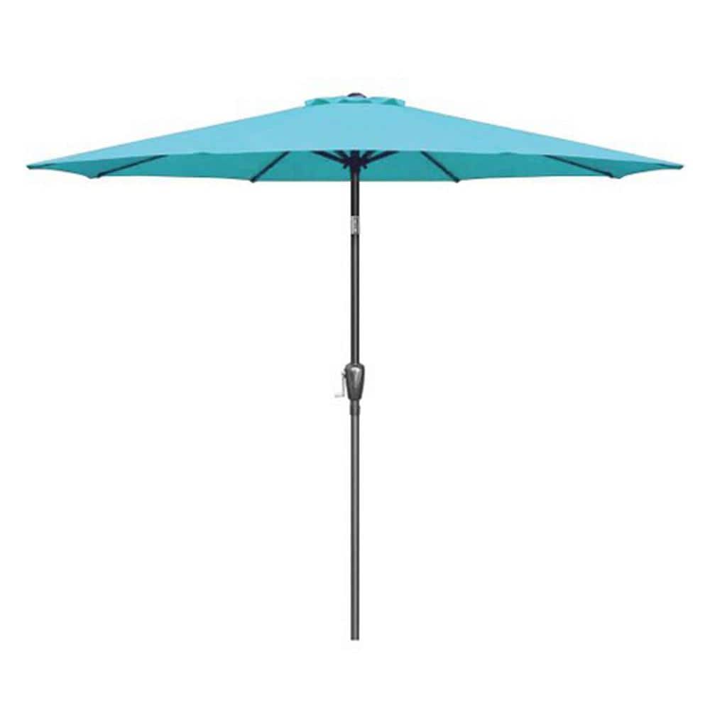 9 ft. Steel Push-Up Patio Umbrella Outdoor Table Market Yard Umbrella with Push Button Tilt/Crank in Turquoise price history on PriceWatchPro