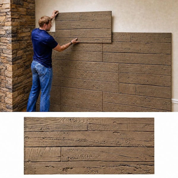 FUFU&GAGA 47 in. W x 24 in. L Rammed Earth Red B2 Fire Rated Faux